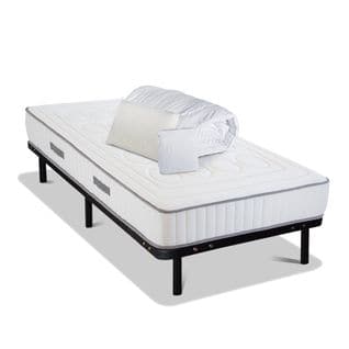 Pack Cristal 90x200 Cm Matelas Mousse + Sommier Métal + Accessoires