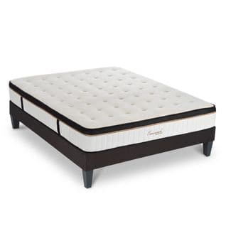 Ensemble Matelas Emeraude Mousse Accueil Mémoire De Forme Et Sommier Tissu Gris - 160 X 200 Cm