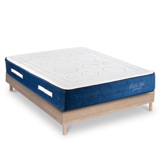 Ensemble Matelas Dolce Vita Ressorts Ensachés Accueil Mémoire 28cm Et Sommier Kit Bois 160x200cm