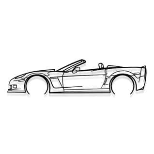 Corvette C6 Cabriolet  - Décoration Murale En Métal - Silhouette Voiture - 100cm