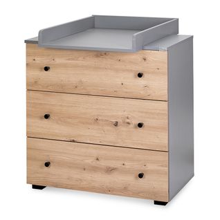 Pauline Commode Bébé Avec Plan à Langer Amovible    Bois / Gris