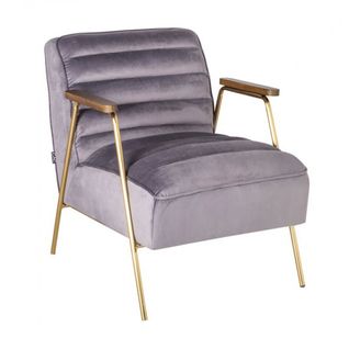 Dallas - Fauteuil Retro En Velours Gris