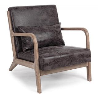 Vincent - Fauteuil Scandinave Marron Aspect Cuir Vintage