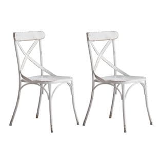 Bistro - Set De 2 Chaises De Repas Vintage En Metal Blanc