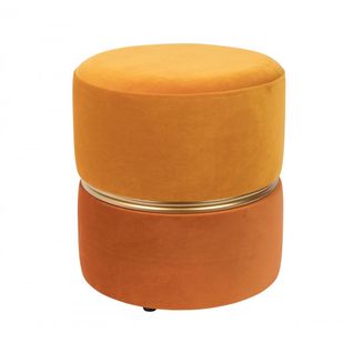 Art Deco - Tabouret Pouf Velours Orange