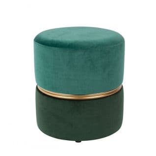 Art Deco - Tabouret Pouf Velours Vert