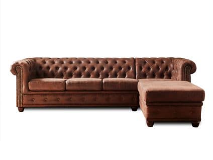 Winston - Canapé D'angle Chesterfield - 4 Places - Style Industriel - Droit