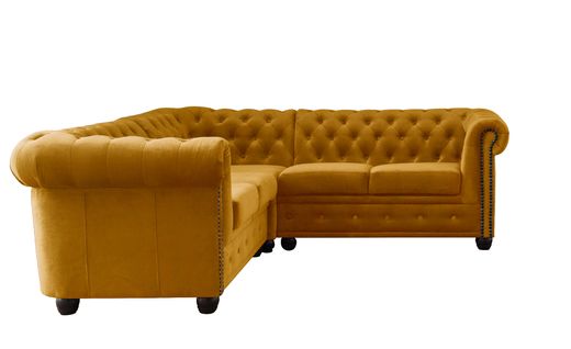 William - Canapé Chesterfield D'angle Réversible - 5 Places - En Velours