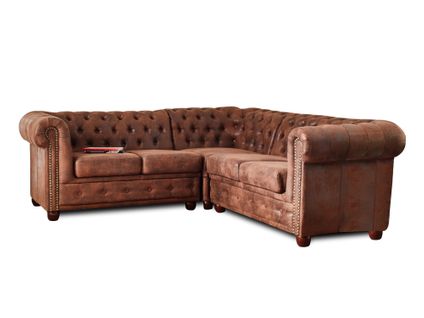 Winston - Canapé D'angle Chesterfield - 5 Places - Style Industriel