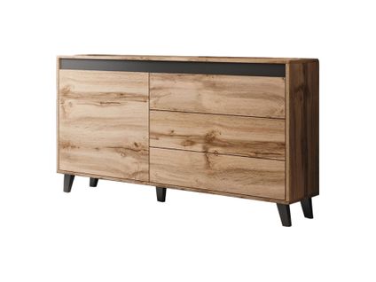 Lord - Buffet Bas - Bois Et Noir - 138 Cm - Style Industriel