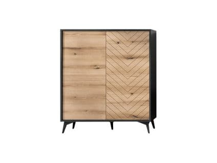 Peter - Buffet Haut - Bois Et Noir - 104 Cm - Style Industriel