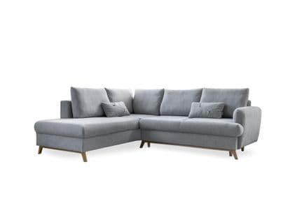 Canapé Angle Gauche Convertible 5 Places Lagom En Tissu Gris Clair