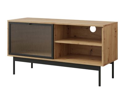 Lamia - Meuble Tv - Bois Et Noir - 117 Cm