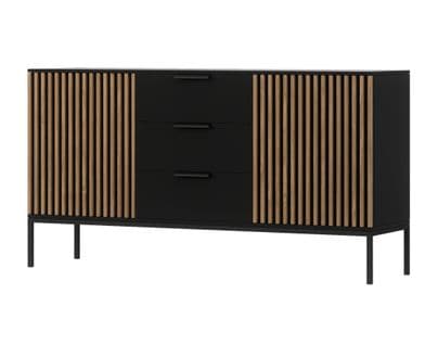 Savanna - Buffet Bas - Bois Et Noir - 150 Cm