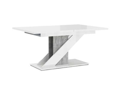 Burnie - Table à Manger Extensible - Blanc Et Effet Béton - 120 à 160 Cm