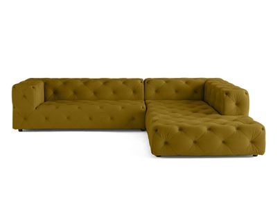 Gallata - Canapé Chesterfield D'angle Droit - 5 Places - En Velours