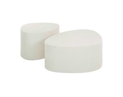 Mahara - Lot De Deux Tables Basses - En Marbre Composite Blanc - 81 Et 49 Cm