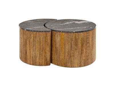 Odisha - Lot De Deux Tables Basses - En Bois Massif De Manguier - 62 Et 30 Cm