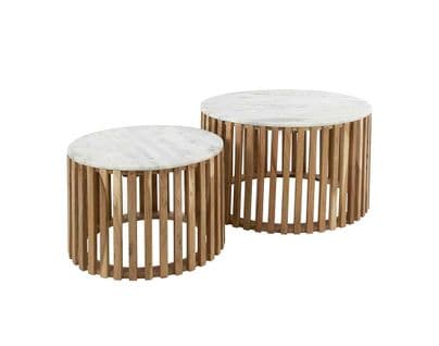 Utara - Lot De Deux Tables Basses - En Bois Massif De Manguier - 65 Et 50 Cm