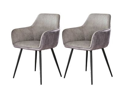 Lormi - Lot De Deux Fauteuils - En Velours Côtelé Et Velours - Gris