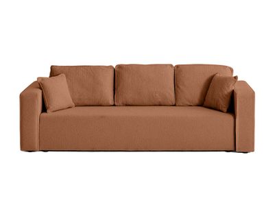 Canapé Droit Convertible 3 Places Topaze En Tissu Bouclette Terracotta