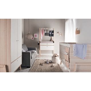 Chambre Complète Lit Évolutif 70x140 - Commode Évolutive - Armoire 2 Portes Spot - Blanc