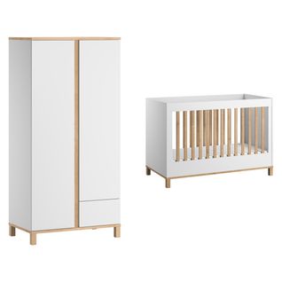 Lit Bébé 60x120 Et Armoire 2 Portes Altitude - Blanc