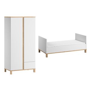 Lit Évolutif 70x140 Et Armoire 2 Portes Altitude - Blanc