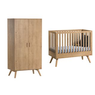 Lit Bébé 60x120 Et Armoire 2 Portes Nautis - Bois