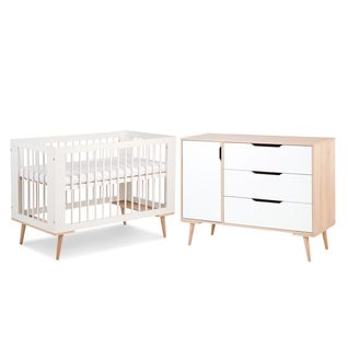 Lit Bébé 60x120 Et Commode à Langer Sofie - Blanc