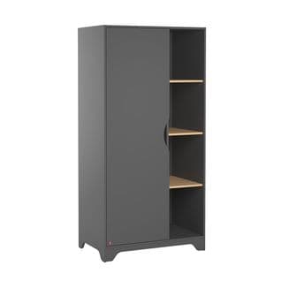 Armoire 1 Porte Leaf - Gris Et Bois