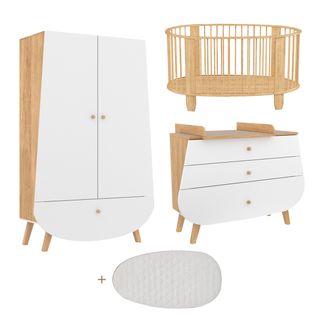 Chambre Complète 60x120 Cocon - Blanc Et Hêtre