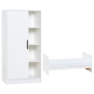 Lit Évolutif 70x140 Et Armoire 1 Porte Maxim - Blanc