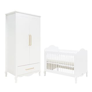 Lit Bébé 60x120 Et Armoire 2 Portes XL Elena - Blanc