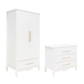 Commode 3 Tiroirs Et Armoire 2 Portes XL Elena - Blanc