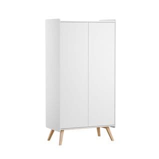 Armoire 2 Portes Vintage - Blanc Et Bois