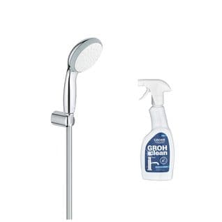 Pommeau De Douche Grohe Quickfix Vitalio Go 100 Avec Support Mural + Nettoyant Grohclean