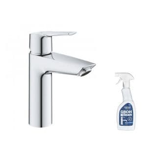 Mitigeur Lavabo Grohe Quickfix Start 2021 Avec Vidage Push-open Taille M Chromé + Nettoyant Grohcle