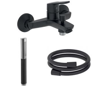 Douchette Stick Shift Ellipse  Noir Et Chrome Avec Mitigeur Bain Douche Aimé Black Et