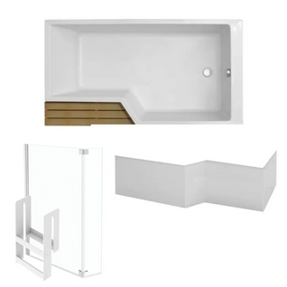 Baignoire Bain Douche Jacob Delafon  Neo 170 X 90 Droite + Pare Bain + Tablier + Étagère