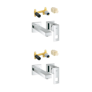 Lot De 2 Mitigeurs Lavabo Mural Grohe Eurocube 2 Trous S Chromé + Corps Encastré