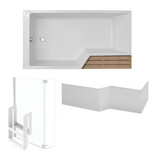 Pack Baignoire Bain Douche Antidérapante 170 X 90 Jacob Delafon Neo Blanc Mat - V.gauche + Pare Bai