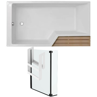 Pack Baignoire Bain Douche Antidérapante 150 X 80 Jacob Delafon Neo Blanc Mat - V.gauche + Pare Bai