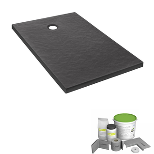 Pack Receveur De Douche 160 X 80 Ipso Rectangle Anthracite + Kit D'étanchéité