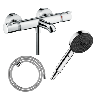 Pack Mitigeur Bain Douche Thermostatique Hansgrohe Ecostat Comfort + Flexible Designflex 160 Cm