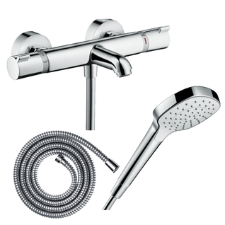 Pack Mitigeur Bain Douche Thermostatique Ecostat Comfort + Flexible Metaflex 160 Cm + Pommeau