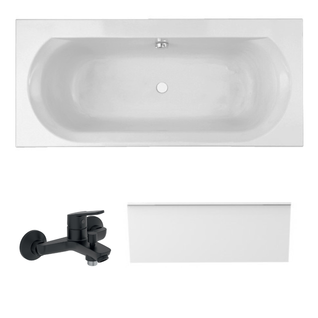 Pack Baignoire Droite 170 X 75 Jacob Delafon Elise + Tablier En Niche + Mitigeur Bain Douche Mural