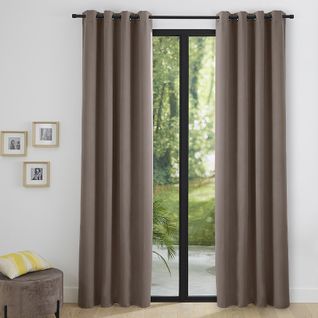 Lot De 2 Rideaux Occultant Thermique Taupe 140 X 260 Cm