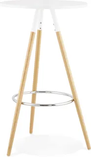 Table Haute Design En Bois Blanc D65cm