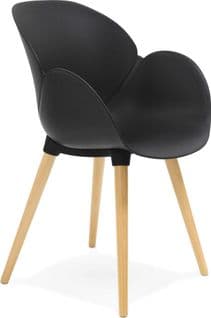 Fauteuil Design Scandinave Couleur Noir Pieds Bois Clair